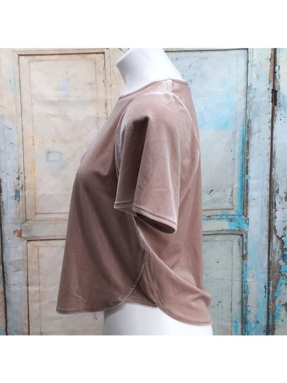 Madewell Velvet Short-Sleeve Top In Blush Pink XXS Womens Casual Loose Fit Blous - Picture 5 of 11